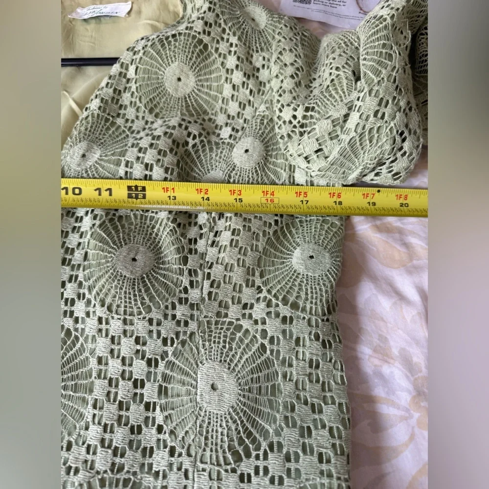 Vintage Lee Jordan Lace Crochet Jacket Blouse Sage Green Button Front Cottagecor